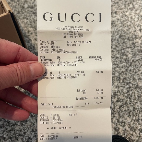 AUTHENTIC GUCCI TENNIS SHOES, SIZE 38 BLACK, EXCELLENT CONDITION, OG RECEIPT - Picture 9 of 9